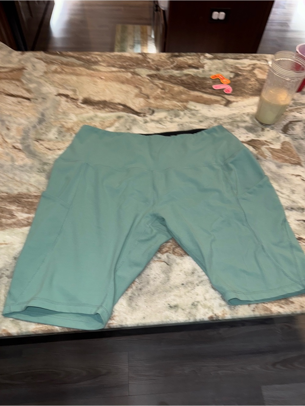 Aqua Teal High-Waist Bike Shorts